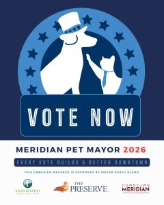 The race to crown Meridian’s next Pet Mayor is officially in full swing, and the community now has the chance to make its voice heard.